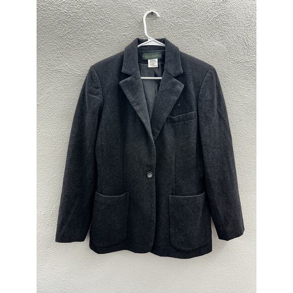 Harve Bernard Womens Jacket Blazer Size 10 Gray Wool Cashmere Single Button Up - Picture 1 of 11